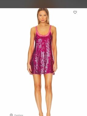 Free People Disco Fever Mini Slip Dress in Hot Pink